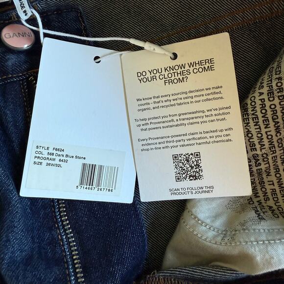 GANNI Betzy Slim Flare Jeans 26W x 32L Dark Blue Organic Cotton Scandi Girl - Picture 10 of 13